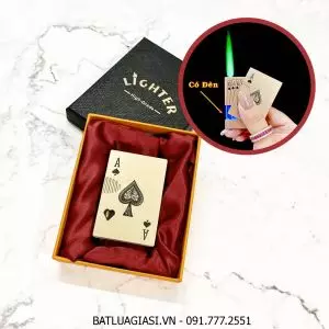 BẬT LỬA KHÈ GAS LỘ THIÊN HÌNH LÁ BÀI (CÓ ĐÈN) (CÓ HỘP) - (XÀI GAS)
