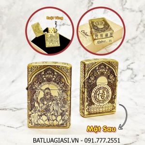 BẬT LỬA ZIPPO CHIEF BÓNG RUỘT VÀNG - KHẮC 5 MẶT HÌNH TÔN NGỘ KHÔNG "ĐẤU CHIẾN THẮNG PHẬT" C-1 (FULL BOX) - (XÀI XĂNG)