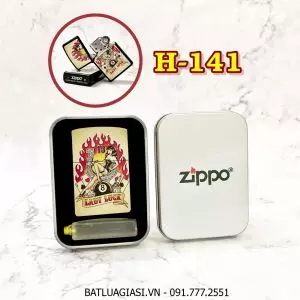 BẬT LỬA ZIPPO SƠN TĨNH ĐIỆN 2 MẶT KIỂU VINTAGE (CÓ MỘC ĐÁY) - (HỘP THIẾC KÈM XĂNG) H-141