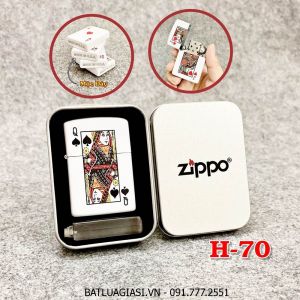 BẬT LỬA ZIPPO 2 MẶT HÌNH LÁ BÀI "ĐẦM BÍCH" (HỘP THIẾC KÈM XĂNG) H-70