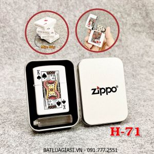 BẬT LỬA ZIPPO 2 MẶT HÌNH LÁ BÀI "GIÀ BÍCH" (HỘP THIẾC KÈM XĂNG) H-71