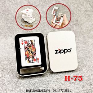 BẬT LỬA ZIPPO 2 MẶT HÌNH LÁ BÀI "ĐẦM CƠ" (HỘP THIẾC KÈM XĂNG) H-75