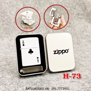 BẬT LỬA ZIPPO 2 MẶT HÌNH LÁ BÀI "ÁT CHUỒN" (HỘP THIẾC KÈM XĂNG) H-73