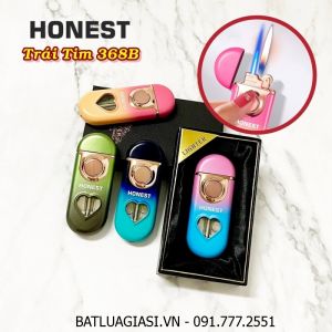 BẬT LỬA HONEST 2 CHẾ ĐỘ LỬA - GAS LỘ THIÊN CÓ ĐÈN HÌNH TRÁI TIM 368B MÀU CẦU VÒNG (LỬA NGỌN VÀ LỬA HOẢ TIỄN) (CÓ HỘP) - (XÀI GAS)
