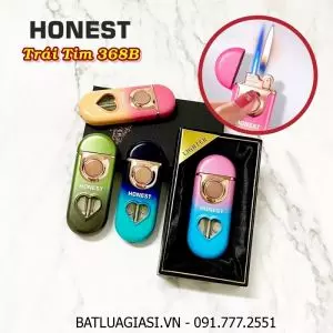 BẬT LỬA HONEST 2 CHẾ ĐỘ LỬA - GAS LỘ THIÊN CÓ ĐÈN HÌNH TRÁI TIM 368B MÀU CẦU VÒNG (LỬA NGỌN VÀ LỬA HOẢ TIỄN) (CÓ HỘP) - (XÀI GAS)