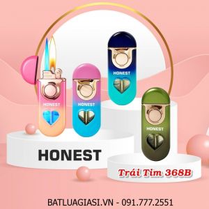 BẬT LỬA HONEST 2 CHẾ ĐỘ LỬA - GAS LỘ THIÊN CÓ ĐÈN HÌNH TRÁI TIM 368B MÀU CẦU VÒNG (LỬA NGỌN VÀ LỬA HOẢ TIỄN) - (XÀI GAS)
