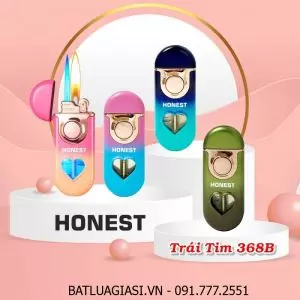 BẬT LỬA HONEST 2 CHẾ ĐỘ LỬA - GAS LỘ THIÊN CÓ ĐÈN HÌNH TRÁI TIM 368B MÀU CẦU VÒNG (LỬA NGỌN VÀ LỬA HOẢ TIỄN) - (XÀI GAS)