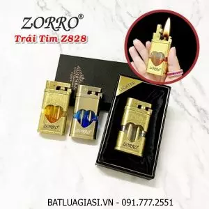 BẬT LỬA XĂNG LỘ THIÊN ZORRO Z828 HÌNH TRÁI TIM (CÓ HỘP) - (XÀI XĂNG)