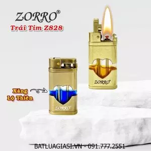 BẬT LỬA XĂNG LỘ THIÊN ZORRO Z828 HÌNH TRÁI TIM - (XÀI XĂNG)