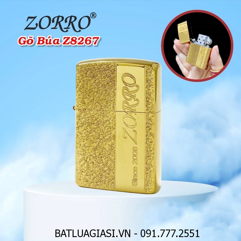 BẬT LỬA ZIPPO ZORRO VÂN GÕ BÚA Z8267 (FULLBOX) - (XÀI XĂNG)