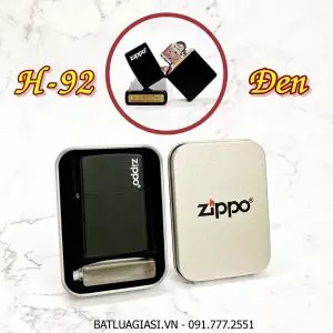 BẬT LỬA ZIPPO SƠN TĨNH ĐIỆN (CÓ MỘC ĐÁY) (HỘP THIẾC KÈM XĂNG) #H-92 ĐEN