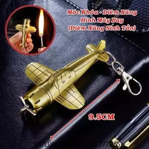 BẬT LỬA MÓC KHOÁ DIÊM XĂNG HÌNH MÁY BAY (KIM LOẠI) (DIÊM XĂNG SINH TỒN) - (XÀI XĂNG)