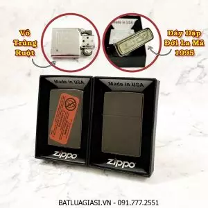 BẬT LỬA ZIPPO MỸ TRƠN BÓNG - ĐỜI LA MÃ 1995 - RUỘT USA (CÓ TEM ĐỎ) - (XÀI XĂNG) #ĐEN