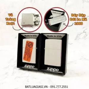 BẬT LỬA ZIPPO MỸ TRƠN BÓNG - ĐỜI LA MÃ 1995 - RUỘT USA (CÓ TEM ĐỎ) - (XÀI XĂNG) #BẠC BÓNG