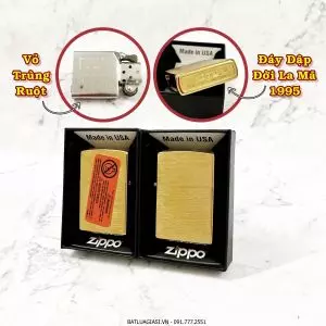 BẬT LỬA ZIPPO MỸ VÂN XƯỚC - ĐỜI LA MÃ 1995 - RUỘT USA (CÓ TEM ĐỎ) - (XÀI XĂNG) #VÀNG XƯỚC