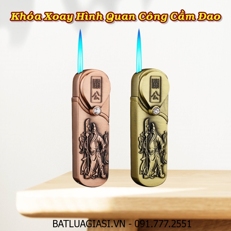 BẬT LỬA KHÈ KHÓA XOAY HÌNH QUAN CÔNG CẦM ĐAO - (XÀI GAS)