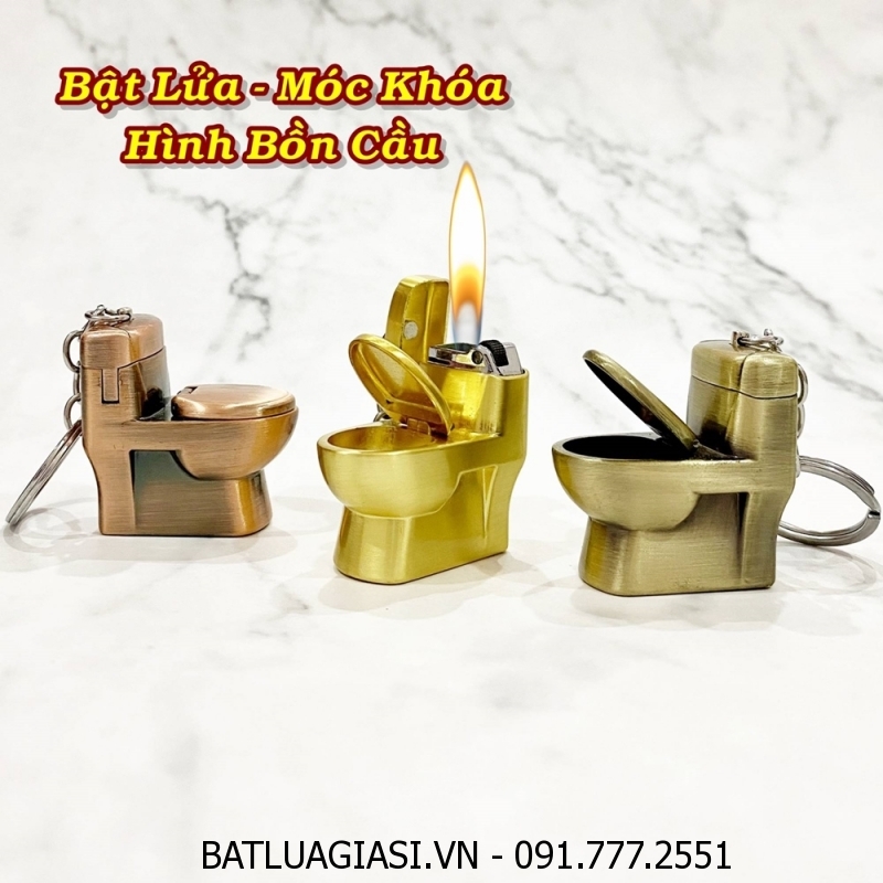 BẬT LỬA MÓC KHÓA HÌNH BỒN CẦU (KIM LOẠI NGUYÊN KHỐI) - (XÀI GAS)