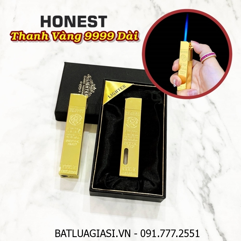 BẬT LỬA KHÈ HONEST HÌNH THANH VÀNG 9999 DÀI (THỎI VÀNG 9999 DÀI) (CÓ HỘP) - (XÀI GAS)