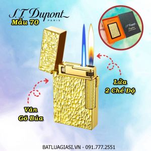 BẬT LỬA DUPONT 2 CHẾ ĐỘ LỬA VÂN GÕ BÚA M-70 (S.T. DUPONT) (FULLBOX) - (XÀI GAS) #VÀNG