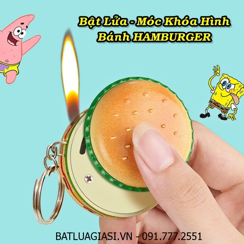 BẬT LỬA MÓC KHÓA HÌNH BÁNH HAMBURGER (FULLBOX) - (XÀI GAS)