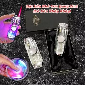 BẬT LỬA KHÈ CON QUAY 2IN1 - CON QUAY SPINNER (CÓ ĐÈN NHẤP NHÁY) (CÓ HỘP) - (XÀI GAS)