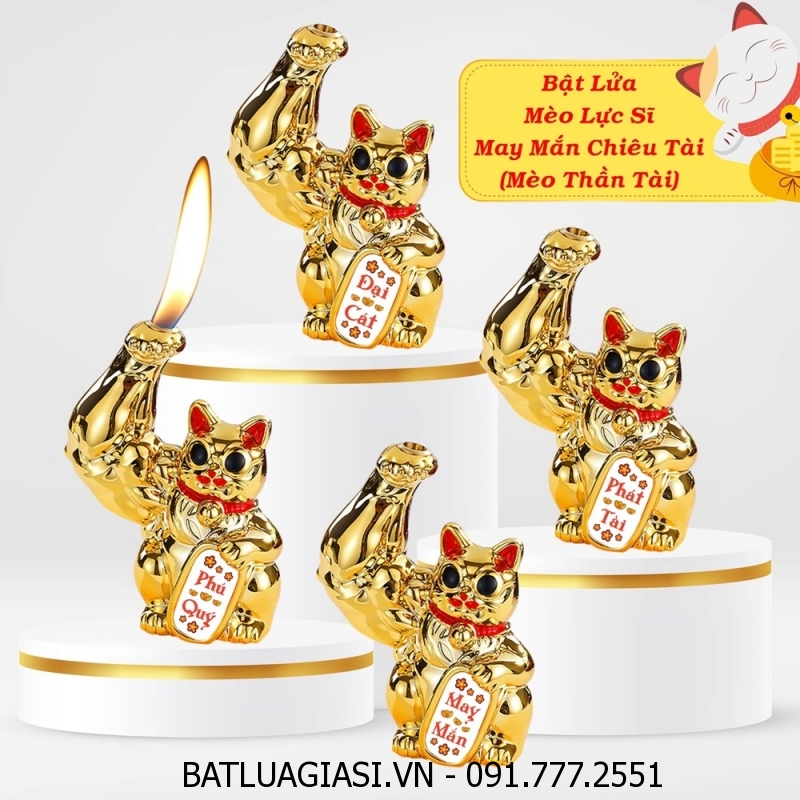 BẬT LỬA MÈO LỰC SĨ MAY MẮN CHIÊU TÀI TIẾNG VIỆT (BẬT LỬA MÈO THẦN TÀI) (FULLBOX) - (XÀI GAS)