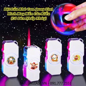 BẬT LỬA KHÈ CON QUAY 2IN1 HÌNH MAY MẮN CÁC KIỂU - CON QUAY SPINNER (CÓ ĐÈN NHẤP NHÁY) - (XÀI GAS)