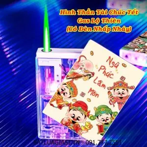 BẬT LỬA KHÈ HÌNH THẦN TÀI CHÚC TẾT - GAS LỘ THIÊN (CÓ ĐÈN NHẤP NHÁY) - (XÀI GAS)