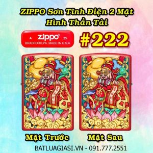 BẬT LỬA ZIPPO SƠN TĨNH ĐIỆN 2 MẶT HÌNH THẦN TÀI CÁC KIỂU (CÓ MỘC ĐÁY) - (XÀI XĂNG) #222