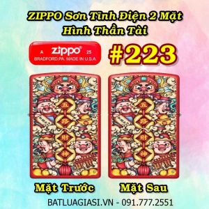 BẬT LỬA ZIPPO SƠN TĨNH ĐIỆN 2 MẶT HÌNH THẦN TÀI CÁC KIỂU (CÓ MỘC ĐÁY) - (XÀI XĂNG) #223