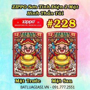 BẬT LỬA ZIPPO SƠN TĨNH ĐIỆN 2 MẶT HÌNH THẦN TÀI CÁC KIỂU (CÓ MỘC ĐÁY) - (XÀI XĂNG) #228