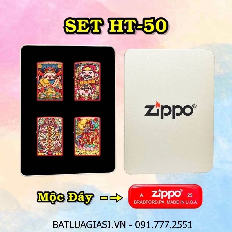 BẬT LỬA ZIPPO SƠN TĨNH ĐIỆN 2 MẶT HÌNH THẦN TÀI CÁC KIỂU (CÓ MỘC ĐÁY) (HỘP THIẾC) - (XÀI XĂNG) #SET HT-50