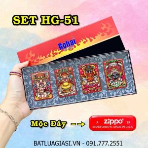 BẬT LỬA ZIPPO SƠN TĨNH ĐIỆN 2 MẶT HÌNH THẦN TÀI CÁC KIỂU (CÓ MỘC ĐÁY) (HỘP GIẤY) - (XÀI XĂNG) #SET HG-51