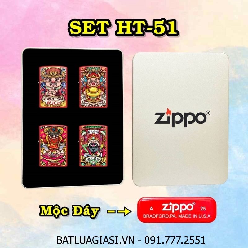 BẬT LỬA ZIPPO SƠN TĨNH ĐIỆN 2 MẶT HÌNH THẦN TÀI CÁC KIỂU (CÓ MỘC ĐÁY) (HỘP THIẾC) - (XÀI XĂNG) #SET HT-51