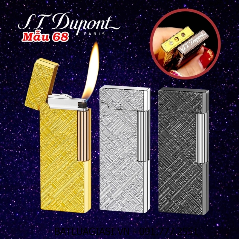 BẬT LỬA DUPONT DÀI VÂN KIM CƯƠNG CHÉO M-68 (S.T. DUPONT) - (XÀI GAS)