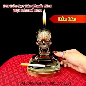 BẬT LỬA GẠT TÀN THUỐC 2IN1 HÌNH ĐẦU LÂU (BẬT LỬA ĐỂ BÀN) (FULLBOX) - (XÀI GAS)