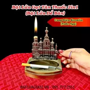 BẬT LỬA GẠT TÀN THUỐC 2IN1 CUNG ĐIỆN KREMLIN NƯỚC NGA (BẬT LỬA ĐỂ BÀN) (FULLBOX) - (XÀI GAS)