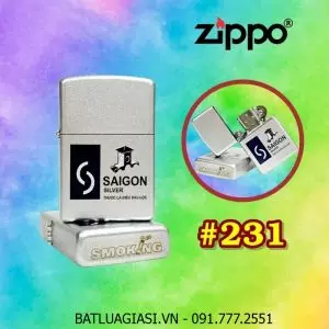 BẬT LỬA ZIPPO SƠN TĨNH ĐIỆN 2 MẶT HÌNH GÓI THUỐC LÁ SÀI GÒN BẠC (XÀI XĂNG) #231