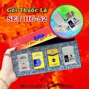 BỘ 4 BẬT LỬA ZIPPO SƠN TĨNH ĐIỆN 2 MẶT HÌNH GÓI THUỐC LÁ CÁC KIỂU "CON MÈO BẠC CRAVEN DEMI - HERO - 555 - SÀI GÒN BẠC" (HỘP GIẤY) - (XÀI XĂNG) SET HG-52