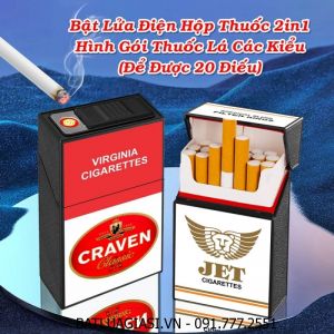 BẬT LỬA ĐIỆN HỘP THUỐC 2IN1 HÌNH GÓI THUỐC LÁ CON MÈO ĐỎ CRAVEN (ĐỂ ĐƯỢC 20 ĐIẾU THUỐC) - (SẠC ĐIỆN)