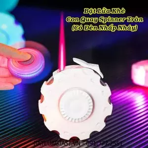 BẬT LỬA KHÈ CON QUAY SPINER TRÒN 2IN1 (CÓ ĐÈN NHẤP NHÁY) (FULLBOX) - (XÀI GAS)