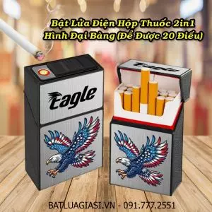 BẬT LỬA ĐIỆN HỘP THUỐC 2IN1 HÌNH ĐẠI BÀNG (ĐỂ ĐƯỢC 20 ĐIẾU) (FULLBOX) - (SẠC ĐIỆN)