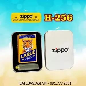 BẬT LỬA ZIPPO SƠN TĨNH ĐIỆN 2 MẶT HÌNH LOGO BIA LARUE (CÓ MỘC ĐÁY) (HỘP THIẾC KÈM XĂNG) H-256