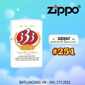 BẬT LỬA ZIPPO SƠN TĨNH ĐIỆN 2 MẶT HÌNH LOGO BIA 333 (CÓ MỘC ĐÁY) - (XÀI XĂNG) #251
