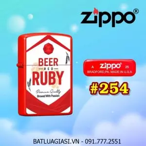 BẬT LỬA ZIPPO SƠN TĨNH ĐIỆN 2 MẶT HÌNH LOGO BIA RUBY (CÓ MỘC ĐÁY) - (XÀI XĂNG) #254