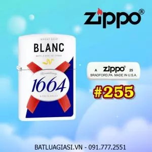 BẬT LỬA ZIPPO SƠN TĨNH ĐIỆN 2 MẶT HÌNH LOGO BIA 1664 BLANC (CÓ MỘC ĐÁY) - (XÀI XĂNG) #255