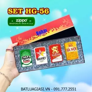 BỘ 4 BẬT LỬA ZIPPO SƠN TĨNH ĐIỆN 2 MẶT HÌNH LOGO BIA CÁC KIỂU (CÓ MỘC ĐÁY) (HỘP GIẤY) - (XÀI XĂNG) #SET HG-56
