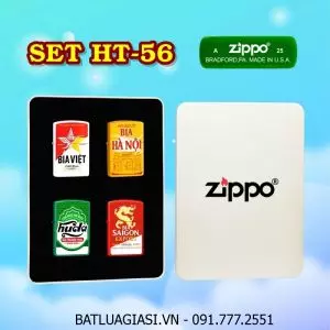 BỘ 4 BẬT LỬA ZIPPO SƠN TĨNH ĐIỆN 2 MẶT HÌNH LOGO BIA CÁC KIỂU (CÓ MỘC ĐÁY) (HỘP THIẾC) - (XÀI XĂNG) #SET HT-56