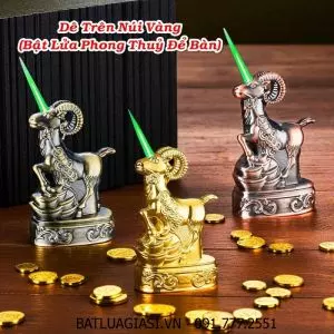 BẬT LỬA KHÈ HÌNH CON DÊ TRÊN NÚI VÀNG (BẬT LỬA ĐỂ BÀN) (FULLBOX) - (XÀI GAS)