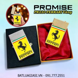BẬT LỬA XĂNG ĐÁ PROMISE PR220 LOGO SIÊU XE FERRARI VÀNG (CÓ HỘP) - (XÀI XĂNG)